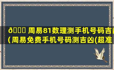 🐝 周易81数理测手机号码吉凶（周易免费手机号码测吉凶(超准)）